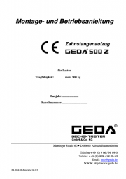 Montage- und Betriebsanleitung GEDA 500 Z