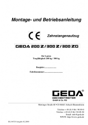 Montage- und Betriebsanleitung GEDA 200 Z / 300 Z / 300 ZG